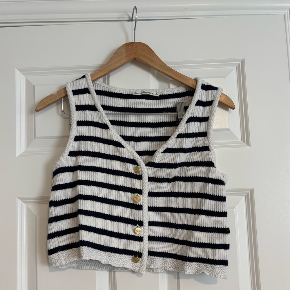 Abercrombie & Fitch Navy and White Knit Top/Vest
